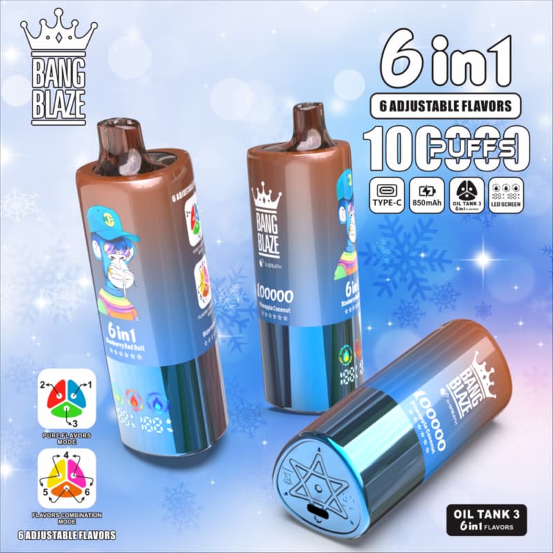 Use 100k BANG BLAZE 100000 Puffs Vape 6 in 1 Flavors EU Warehouse